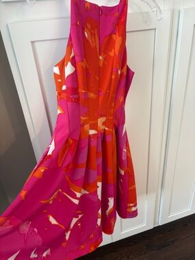 Vince Camuto Pink & Orange Abstract Print Mini Dress